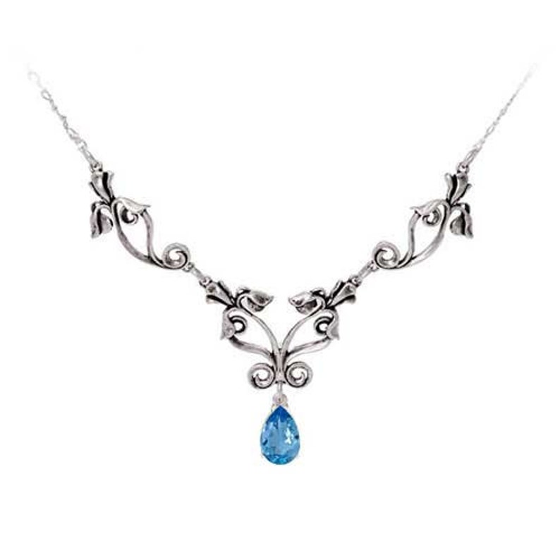 Sterling Silver Iris Flower Necklace With 3 Carat Gemstone Etsy