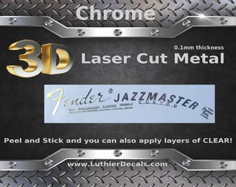 Fender Jazzmaster Guitar Decal 3d Laser cut Metal Headstock Restoration sticker M98b