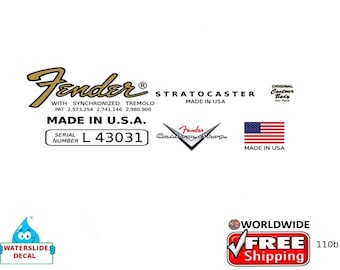 Fender Stratocaster Guitar Decal Head stock Restoration Waterslide Logo 110b