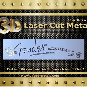 Fender Jazzmaster Guitar Decal 3d Laser cut Metal Headstock Restoration sticker M101b