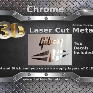Gibson Guitar Restoration 3d laser cut metal Peel and Stick Guitar Decal M2