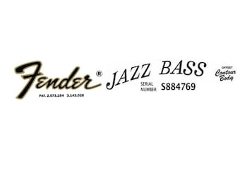Fender Jazz Bass Guitar Decal Head stock Restoration Waterslide Logo 6b