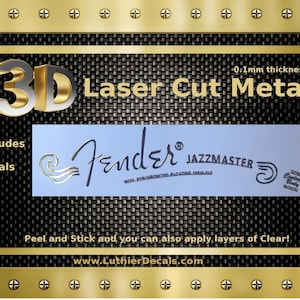 Fender Jazzmaster Guitar Decal 3d Laser cut Metal Headstock Restoration sticker M101