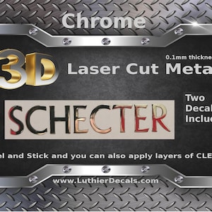 Schecter Gitarrrestaurering 3D laserskuren metall Peel and Stick gitarrdekal M56
