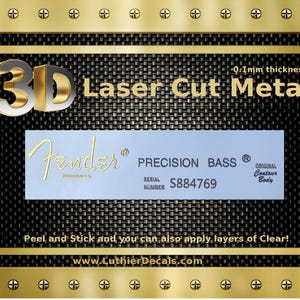 Fender Präzision Bass Gitarre Aufkleber 3D Laser geschnitten Metall Spindelstock Restauration Aufkleber M94b