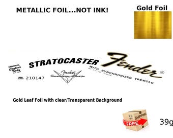 Fender Stratocaster Guitar Foil Decal Lefty Restoration Waterslide Logo 39g