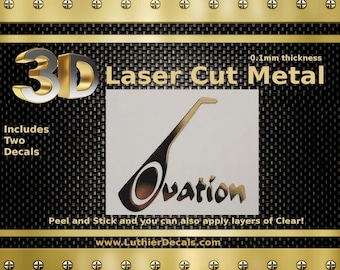 Ovation Guitar Restoration 3d laser cut metal Peel and Stick Guitar Decal M70