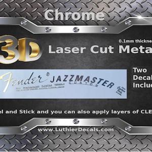 Fender Jazzmaster Guitar Decal 3d Laser cut Metal Headstock Restoration sticker M98