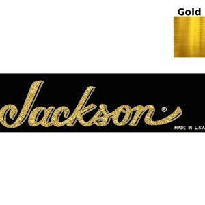 May include: Gold foil decal with the word "Jackson" in a cursive font on a black background. The text "Made in U.S.A." is printed in white below the logo.