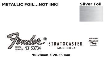 Fender Stratocaster Guitar Foil Decal Lefty Restoration Waterslide Logo 191s