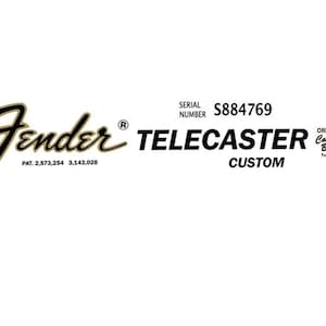 Fender Telecaster Guitar Decal Head stock Restoration Waterslide Logo 5b
