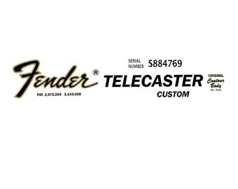 Fender Telecaster Guitar Decal Head stock Restoration Waterslide Logo 5b