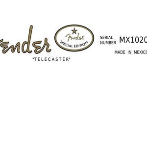 Fender Telecaster Guitar Decal Head stock Restoration Waterslide Logo 24b