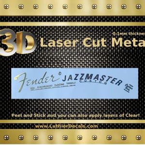 Fender Jazzmaster Guitar Decal 3d Laser cut Metal Headstock Restoration sticker M99b