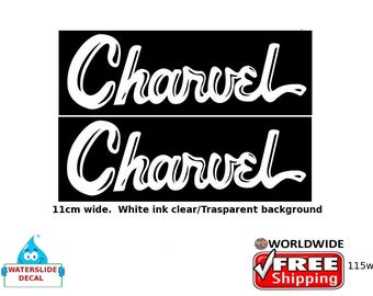 Calcomanía para guitarra Charvel con logotipo Waterslide para restauración de clavijero, 115 W