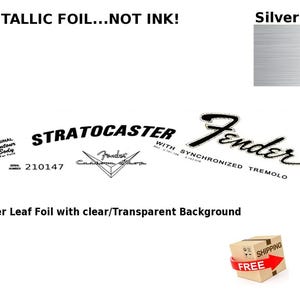 Fender Stratocaster Guitar Foil Decal Lefty Restoration Waterslide Logo 39s