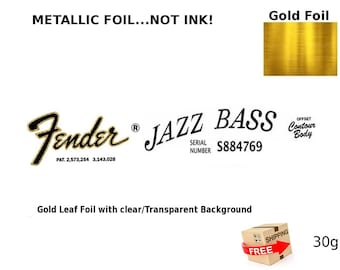 Fender Jazz Bass Guitar Decal Head stock Restoration Waterslide Logo 30g