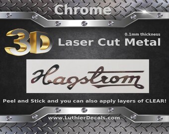 Hagstrom Guitar Decal 3d Laser cut Metal Headstock Restoration sticker M62b