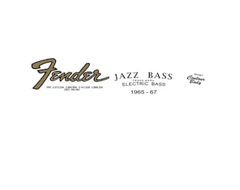 Fender Jazz Bass Guitar Decal Head stock Restoration Waterslide Logo 70b