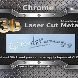 Fender Jazzmaster Guitar Decal 3d Laser cut Metal Headstock Restoration sticker M100b