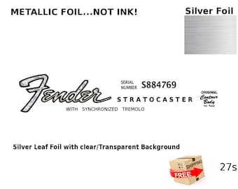 Fender Stratocaster Guitar Decal Head stock Restoration Waterslide Logo 27s