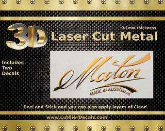 Maton Guitar Decal 3d Laser cut Metal Headstock Restoration sticker M87
