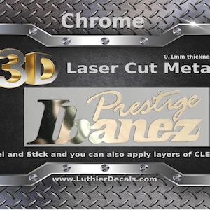 Ibanez Guitar Decal 3d Laser cut Metal Headstock Restoration sticker M10b