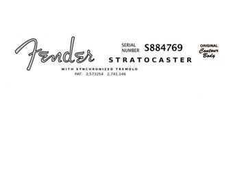 Fender Stratocaster Guitar Decal Head stock Restoration Waterslide Logo 26b