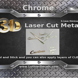 Custom Shop Guitar Decal 3d Laser cut Metal Headstock Restoration sticker M16b