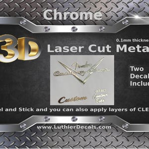 Custom Shop Guitar Decal 3d Laser cut Metal Headstock Restoration sticker M16