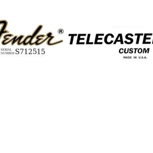 Fender Telecaster Custom Guitar Decal Head stock Restoration Waterslide Logo 81b