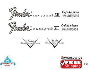 Fender Stratocaster Guitar Decal Head stock Restoration Waterslide Logo 138