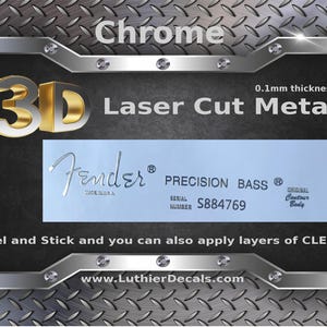 Fender Präzision Bass Gitarre Aufkleber 3D Laser geschnitten Metall Spindelstock Restauration Aufkleber M95b