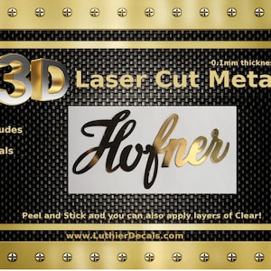 Hofner Guitar Decal 3d Laser cut Metal Headstock Restoration sticker M14
