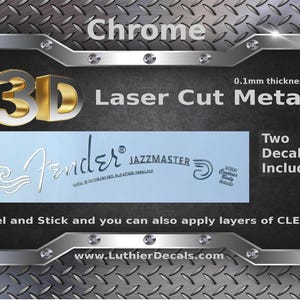Fender Jazzmaster Guitar Decal 3d Laser cut Metal Headstock Restoration sticker M100