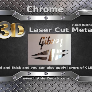 Gibson Guitar Restoration 3d laser cut metal Peel and Stick Guitar Decal M2b