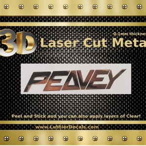 Peavey Guitar Decal 3d Laser cut Metal Headstock Restoration sticker M81b