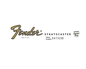 Fender Stratocaster Guitar Decal Head stock Restoration Waterslide Logo 75b