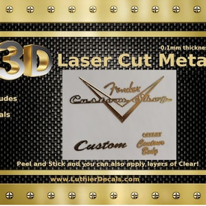 Custom Shop Guitar Decal 3d Laser cut Metal Headstock Restoration sticker M19
