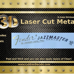 Fender Jazzmaster Guitar Decal 3d Laser cut Metal Headstock Restoration sticker M99