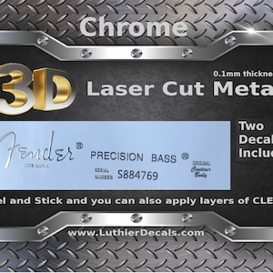 Fender Präzision Bass Gitarre Aufkleber 3d Laser cut Metall Spindelstock Restauration Aufkleber M95