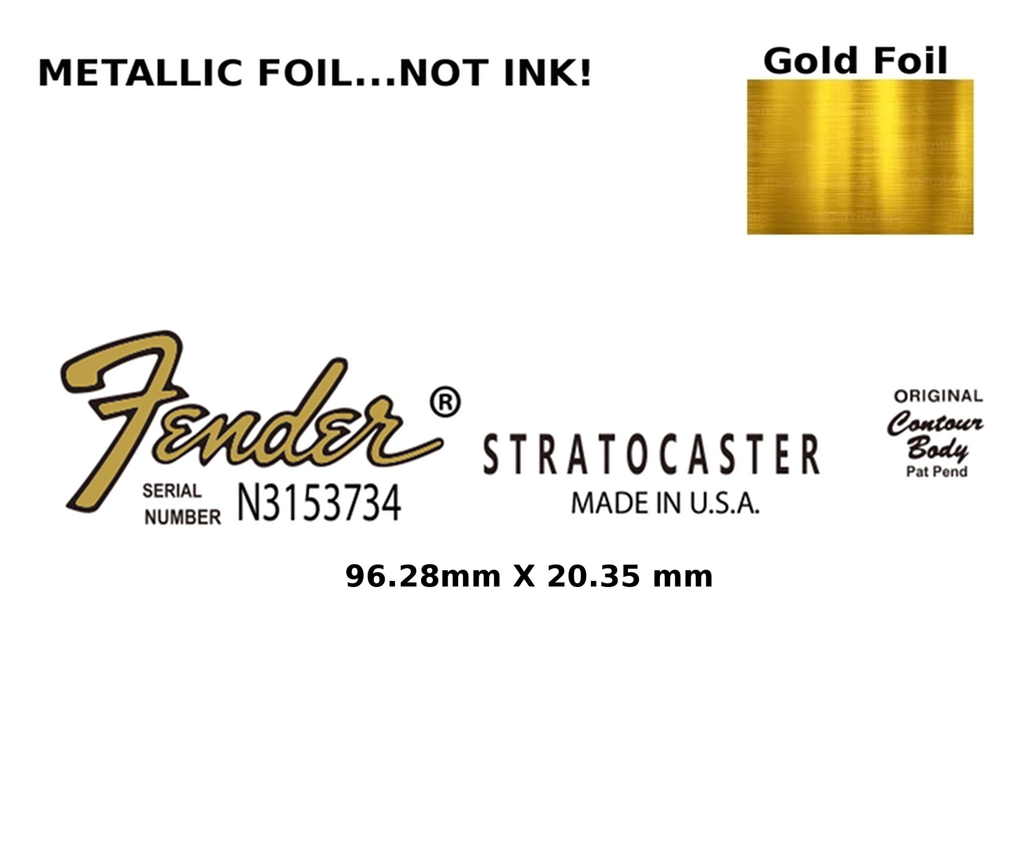 Fender Stratocaster Guitar Foil Decal Lefty Restoration Waterslide