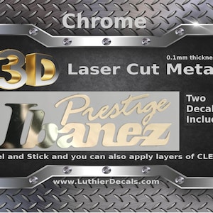 Ibanez Guitar Decal 3d Laser cut Metal Headstock Restoration sticker M10