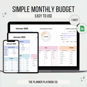 Budget Planner Google Sheet, Monthly Budget Spreadsheet, Budget Template, Financial Planner Beginners, Biweekly Budgeting, Personal Finances