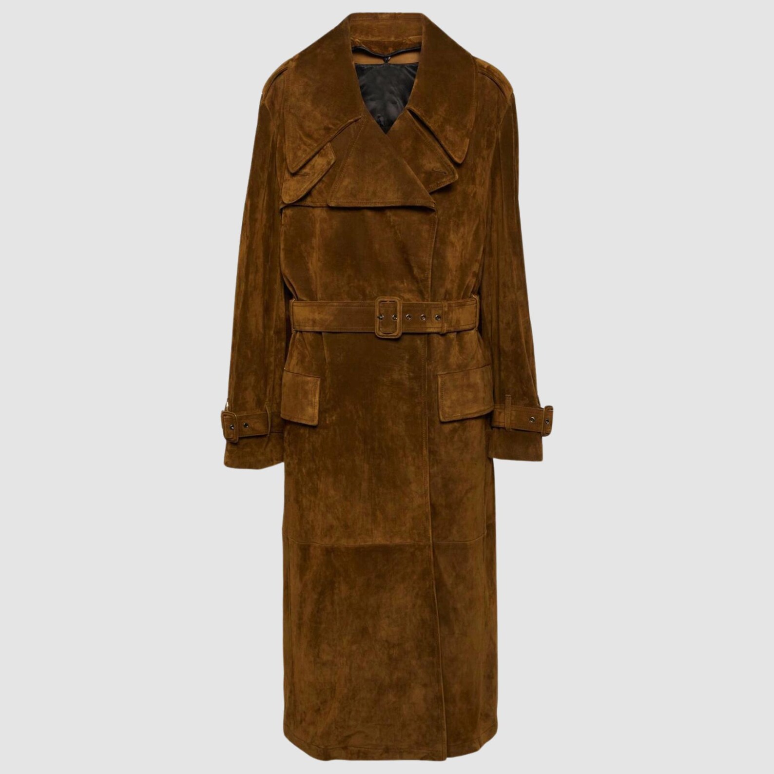 Suede trench coat