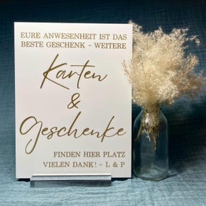 Hochzeit Deko Geschenketisch personalisiert | Hochzeitsdeko Schild minimalistisch | Kartenbox Hochzeit Schilder | Karten und Geschenke