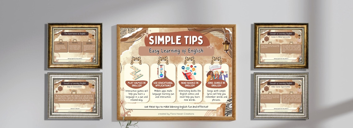 Printable Learning English Poster Set in PDF and PNG - Etsy