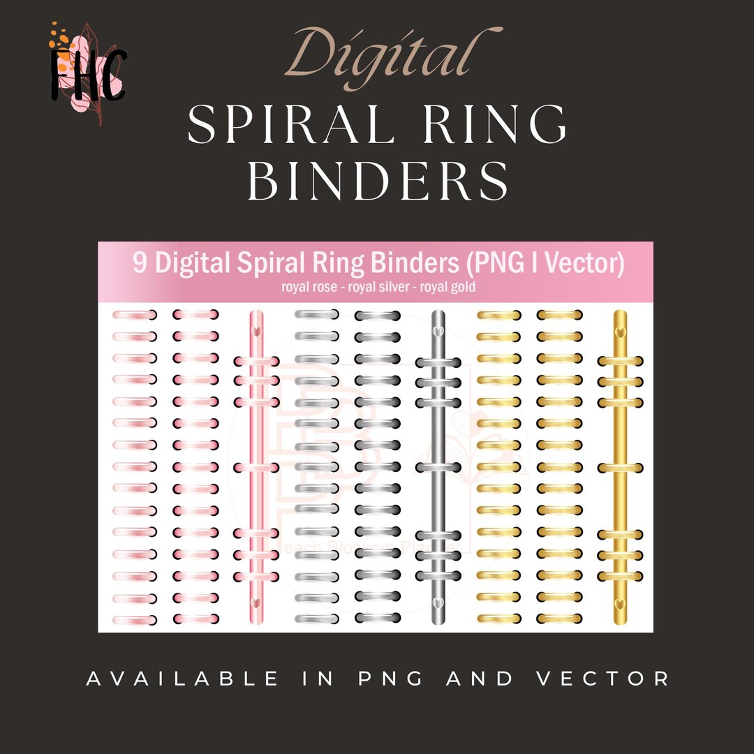 Digital Spiral Ring Binders [PNG] [VECTOR] Set 3 - Etsy