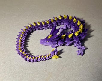 3D Printed Crystal Dragon, Articulated Dragon Figurine, Dragon Toy - 2-feet long
