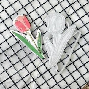 Stampino e goffratore per tulipani commestibili, stampino per biscotti a forma di fiori, goffratore per fondente, biscotti a forma di tulipano, stampino per biscotti a forma di tulipano